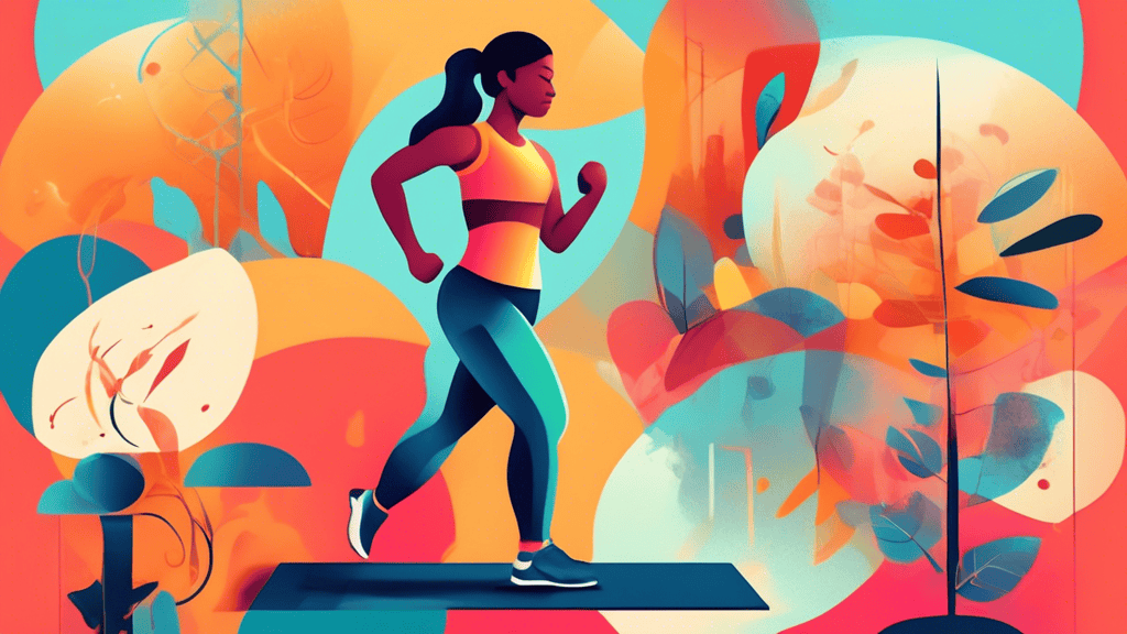 Create an illustration of a person adjusting their fitness routine based on different energy levels. Show them engaging in high-intensity exercises like running or weightlifting on energetic days and