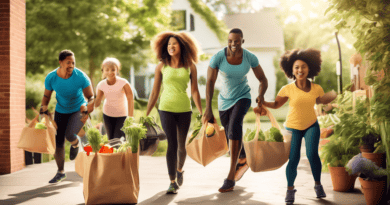 Create an image depicting diverse individuals engaging in a variety of everyday activities that showcase functional fitness. Include people lifting grocery bags, playing with kids, gardening, climbing