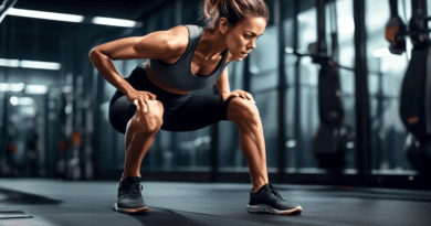 Create an image that shows a person engaging in a HIIT (High-Intensity Interval Training) workout in a modern gym. The person is performing exercises like jumping jacks, push-ups, and sprinting in pla