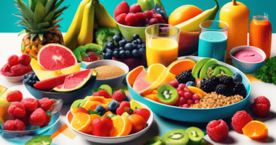 Create an image depicting a vibrant and healthy meal spread tailored for fitness enthusiasts. Include a variety of colorful fruits, vegetables, lean proteins, whole grains, and a smoothie. Show athlet