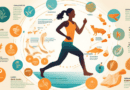 Create an illustration of a person engaged in various fitness activities such as running, biking, and yoga, with a detailed focus on healthy, glowing joints. Surround the scene with visual elements re