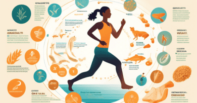 Create an illustration of a person engaged in various fitness activities such as running, biking, and yoga, with a detailed focus on healthy, glowing joints. Surround the scene with visual elements re